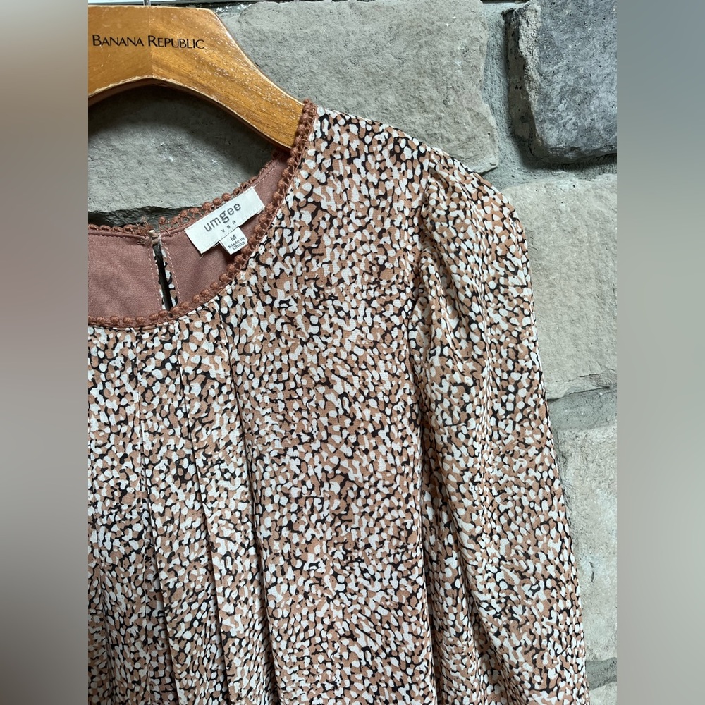 Umgee Brown and White Patterned Dress